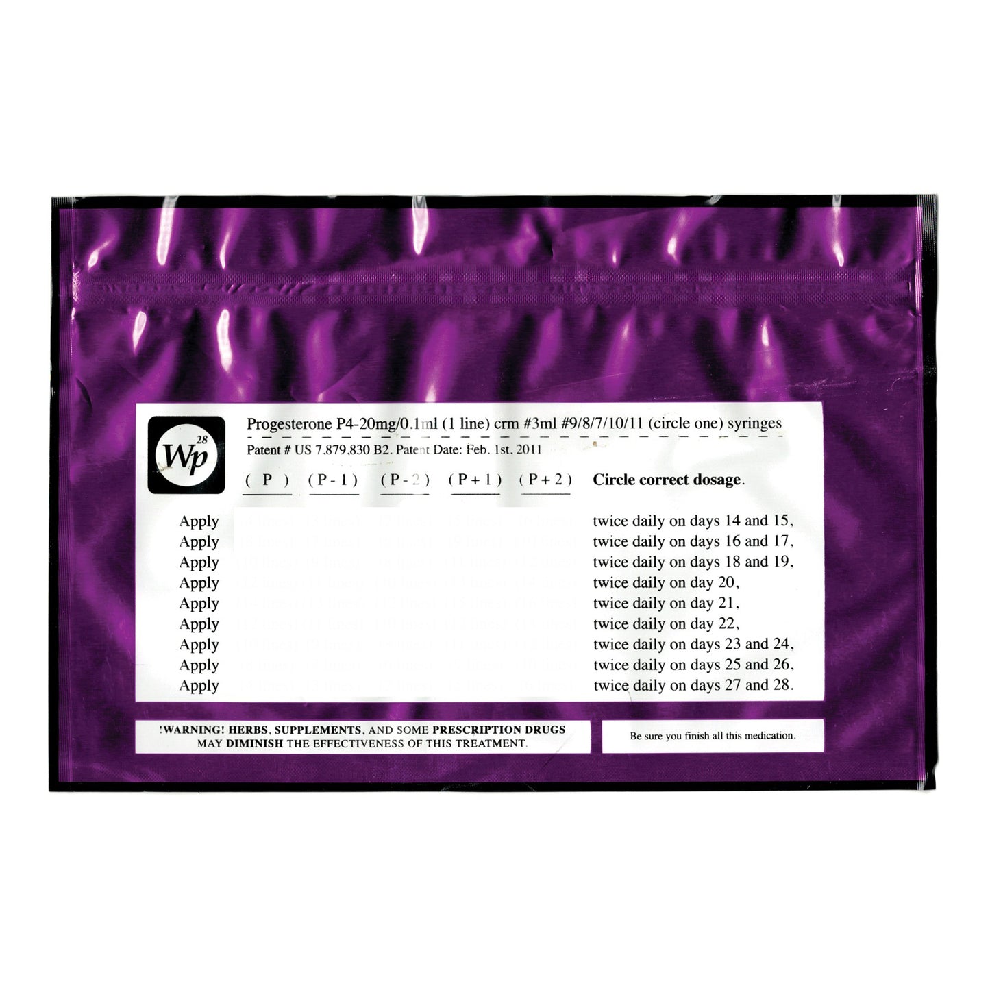Progesterone P4 Bags - Purple (50 Per Pack)